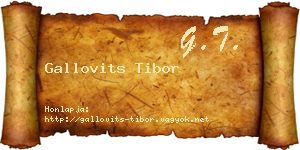 Gallovits Tibor névjegykártya